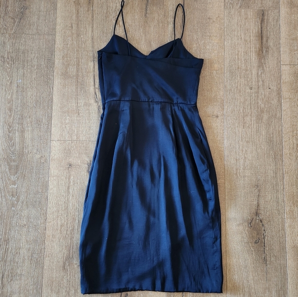 Banana Republic black satin drape front black tie formal dress sz 0 wedding - Picture 6 of 9